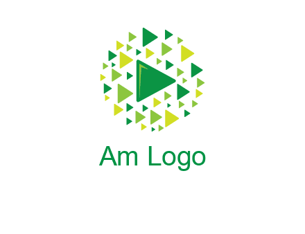 isolated play triangles symbols in circle logo