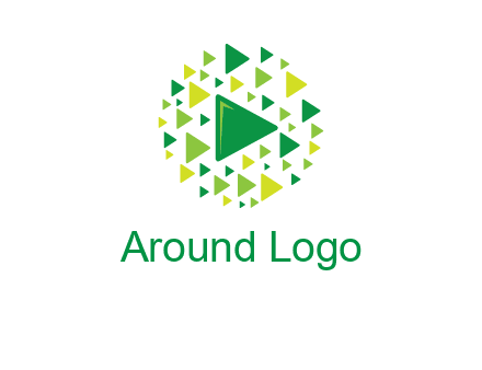 isolated play triangles symbols in circle logo