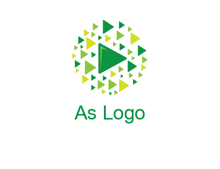isolated play triangles symbols in circle logo