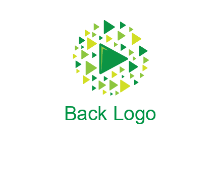 isolated play triangles symbols in circle logo