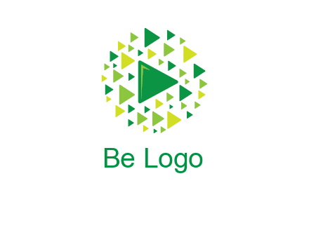 isolated play triangles symbols in circle logo