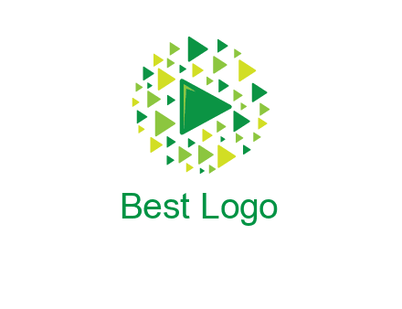 isolated play triangles symbols in circle logo