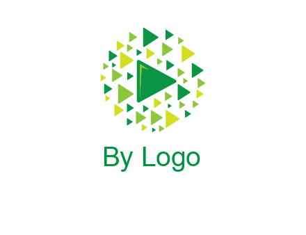 isolated play triangles symbols in circle logo