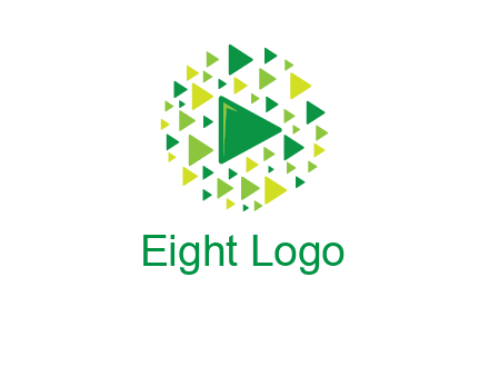 isolated play triangles symbols in circle logo