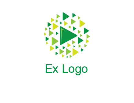 isolated play triangles symbols in circle logo