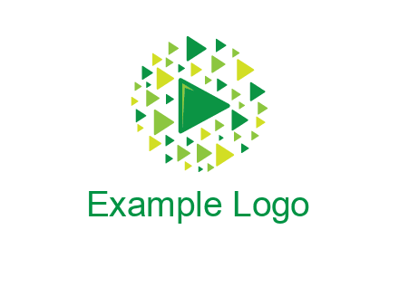 isolated play triangles symbols in circle logo