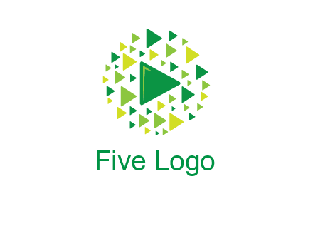 isolated play triangles symbols in circle logo