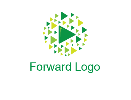 isolated play triangles symbols in circle logo