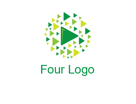 isolated play triangles symbols in circle logo