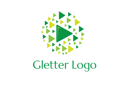 isolated play triangles symbols in circle logo