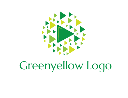 isolated play triangles symbols in circle logo