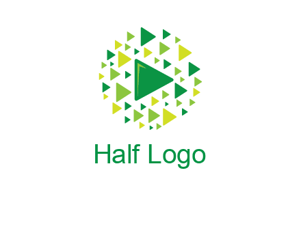 isolated play triangles symbols in circle logo