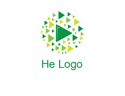 isolated play triangles symbols in circle logo