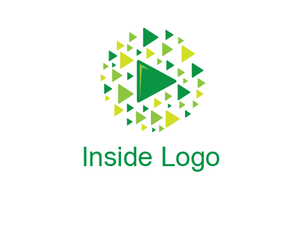 isolated play triangles symbols in circle logo