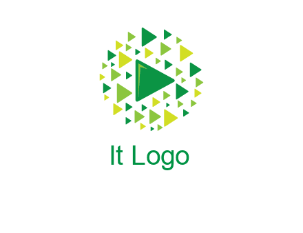 isolated play triangles symbols in circle logo