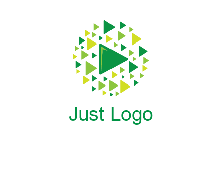 isolated play triangles symbols in circle logo