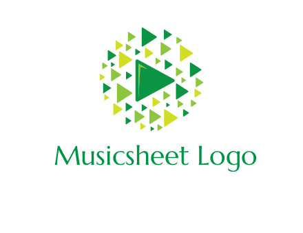 isolated play triangles symbols in circle logo