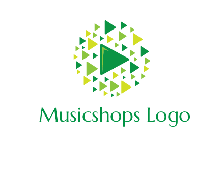 isolated play triangles symbols in circle logo