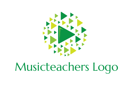 isolated play triangles symbols in circle logo