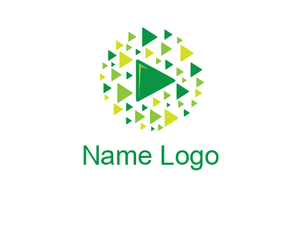 isolated play triangles symbols in circle logo