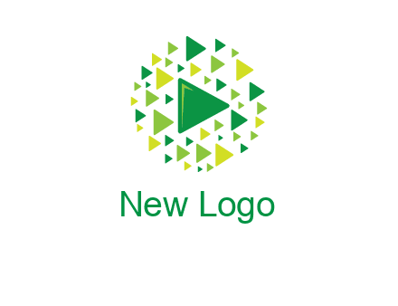 isolated play triangles symbols in circle logo
