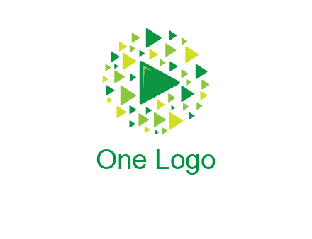 isolated play triangles symbols in circle logo