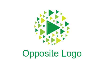 isolated play triangles symbols in circle logo
