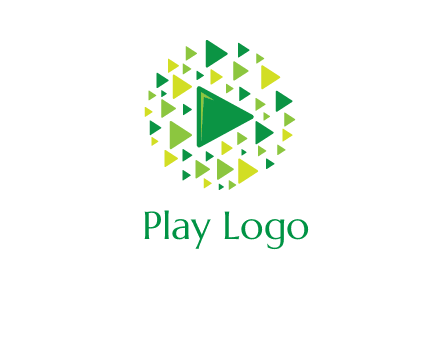 isolated play triangles symbols in circle logo