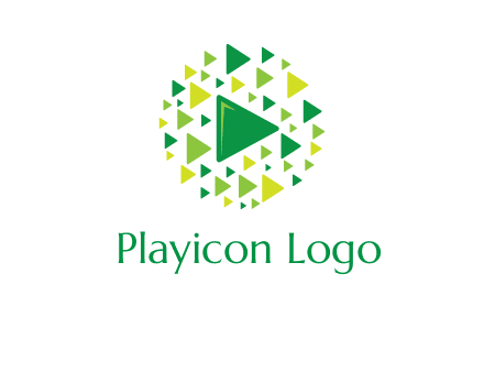 isolated play triangles symbols in circle logo