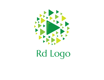 isolated play triangles symbols in circle logo