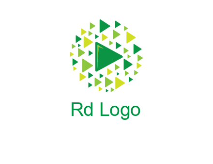 isolated play triangles symbols in circle logo