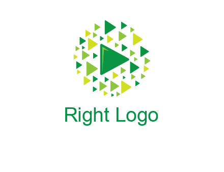 isolated play triangles symbols in circle logo