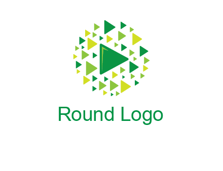 isolated play triangles symbols in circle logo