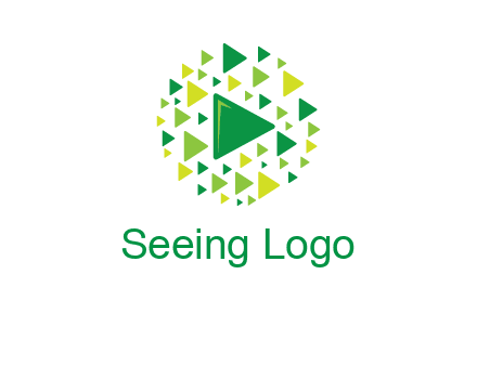 isolated play triangles symbols in circle logo