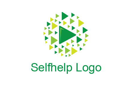 isolated play triangles symbols in circle logo