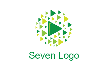isolated play triangles symbols in circle logo