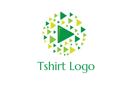 isolated play triangles symbols in circle logo