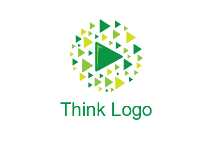 isolated play triangles symbols in circle logo