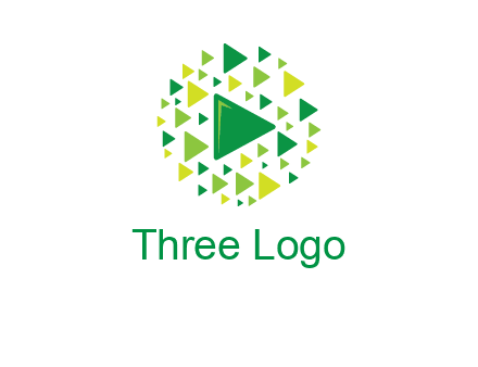 isolated play triangles symbols in circle logo