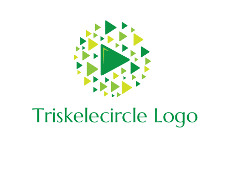 isolated play triangles symbols in circle logo