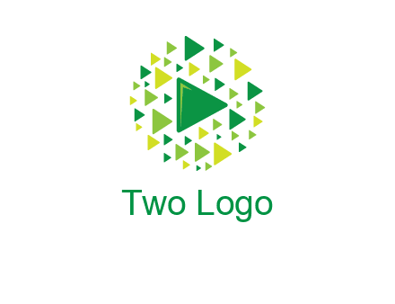 isolated play triangles symbols in circle logo