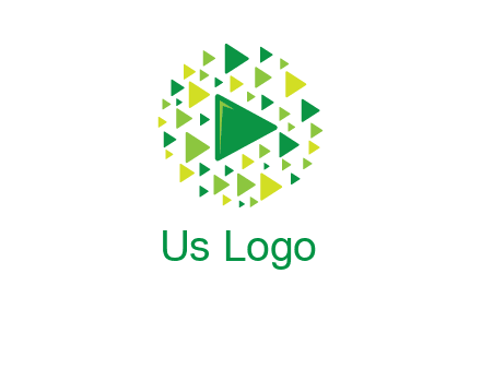 isolated play triangles symbols in circle logo