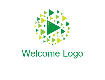 isolated play triangles symbols in circle logo