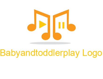 music notes with play and pause button logo