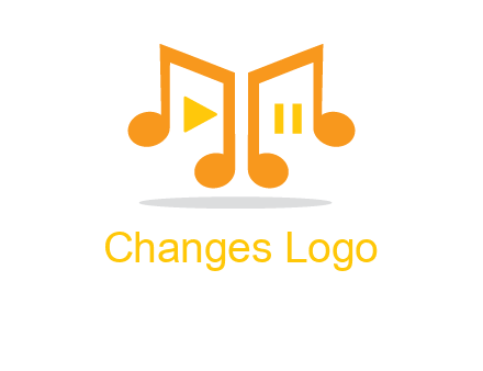 music notes with play and pause button logo