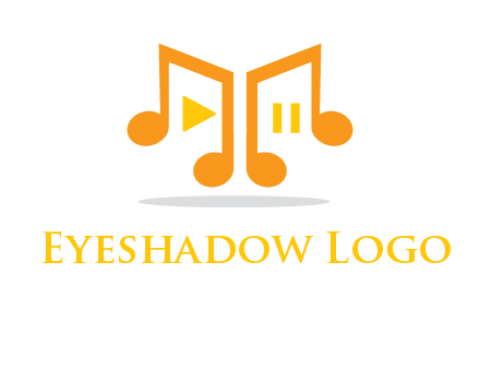 music notes with play and pause button logo