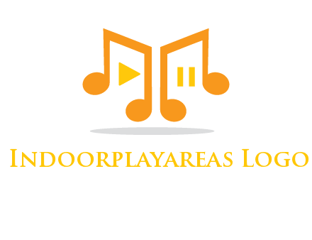 music notes with play and pause button logo