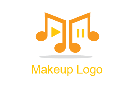 music notes with play and pause button logo