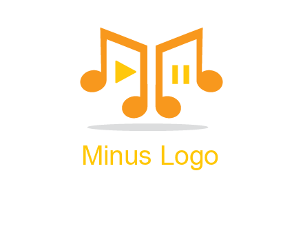 music notes with play and pause button logo