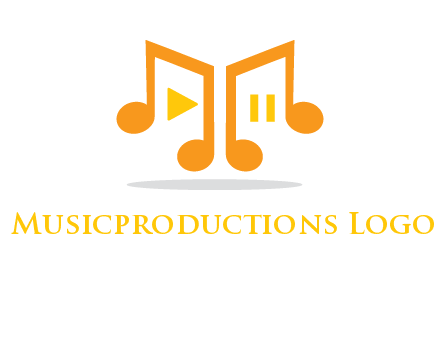 music notes with play and pause button logo